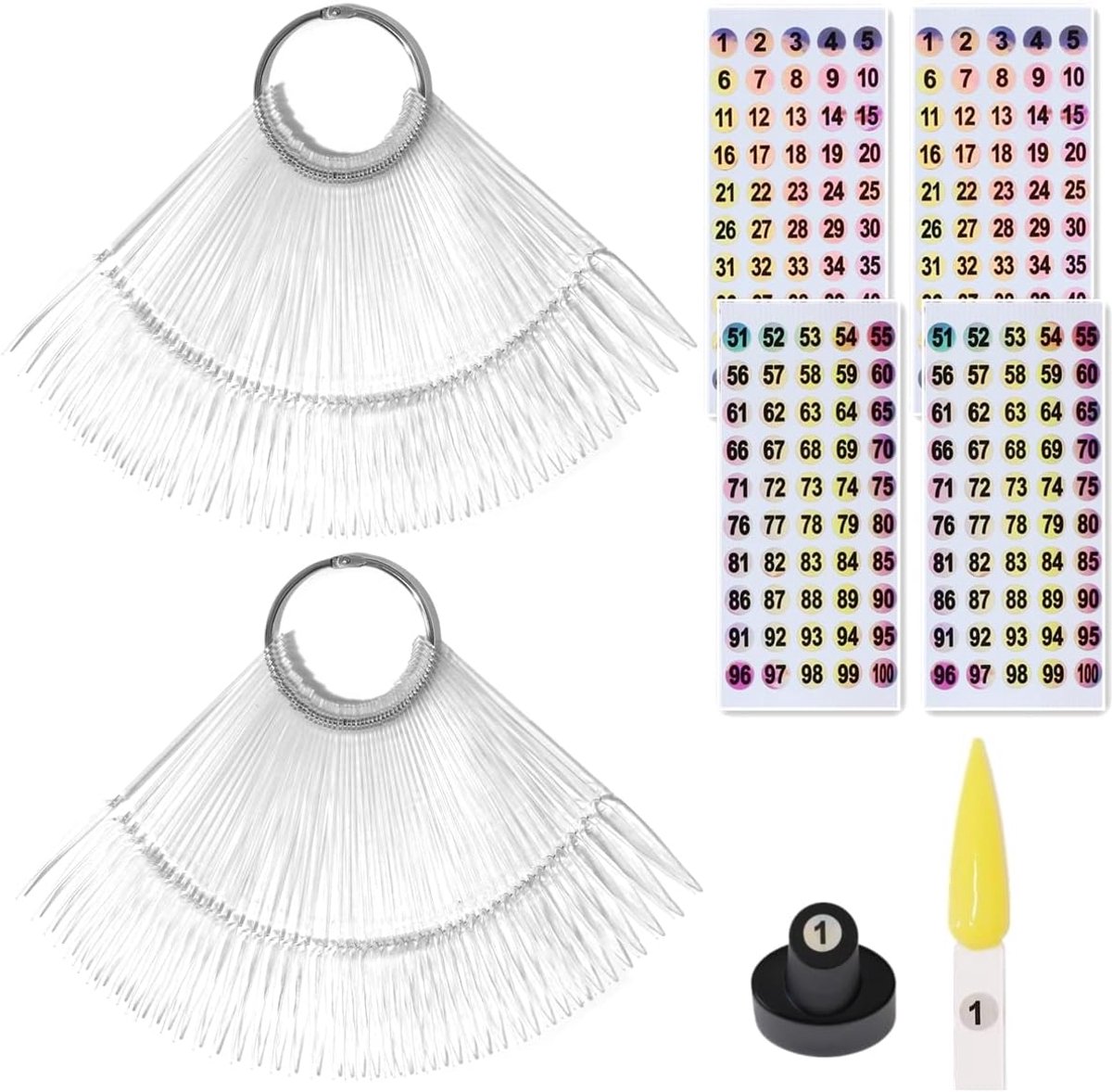 100 stuks nagelkleur stickjes met nummerstickers nagelkleur display