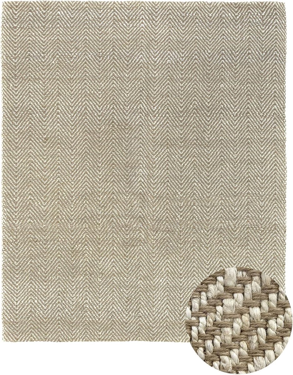 Vloerkleed Jute Wit Kleur, Alcazar Jute Tapijt 100 Natuurlijke