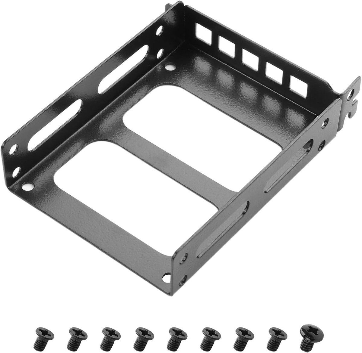 PCI Slot SSD Bevestigingshouder voor 2.5" en 3.5" Schijven - Interne Hardeschijf Converter Tray voor 2 x 2.5" SSDs, Zwart, Geschikt voor PC Upgrade en Opslaguitbreiding