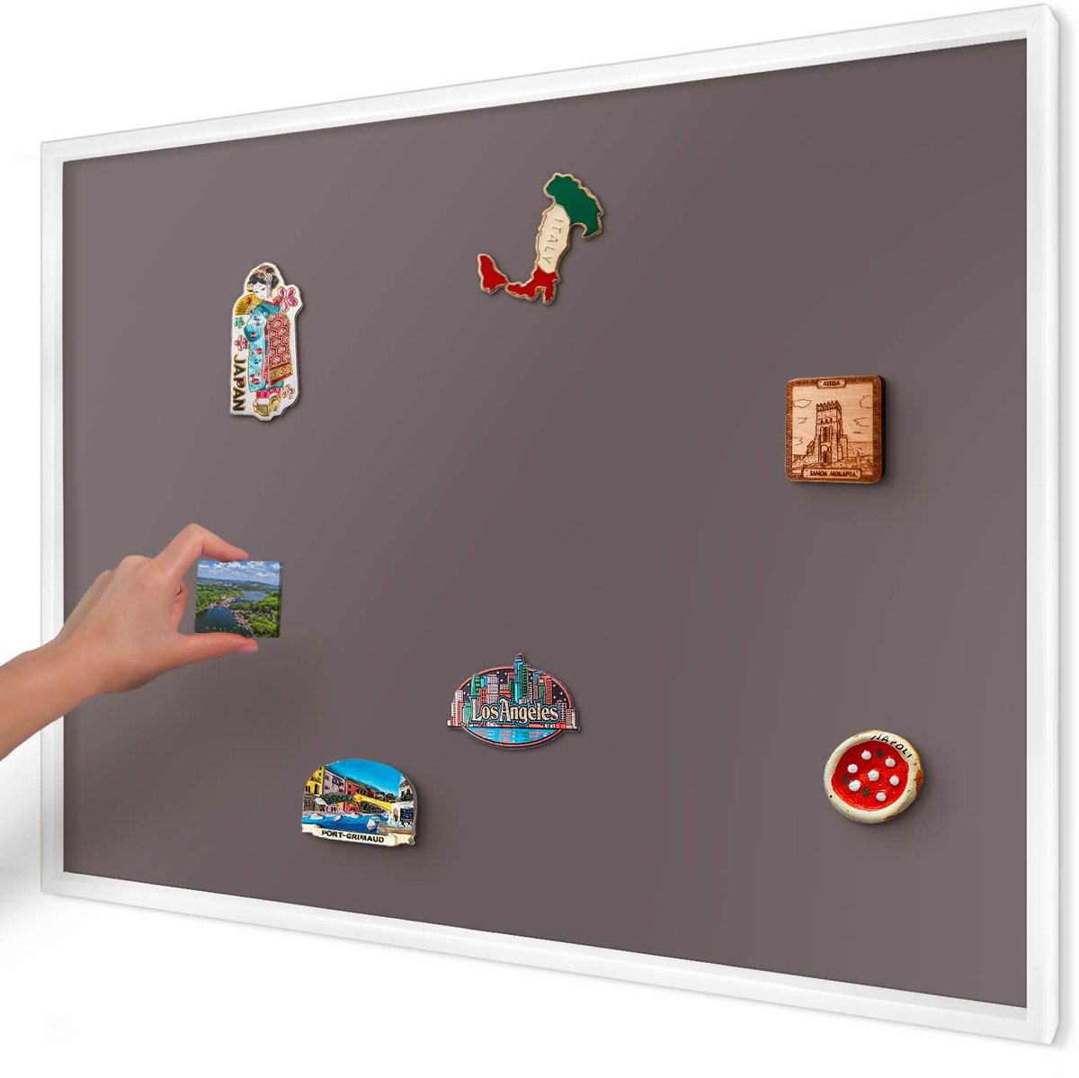 Artprintcave Bruin Magneetbord mit Witte Lijst - 100x70 cm - Vervaagd Bruin Magnetische Organizer - Minimalist Magnetisch Bord - Achtergronden En Patronen