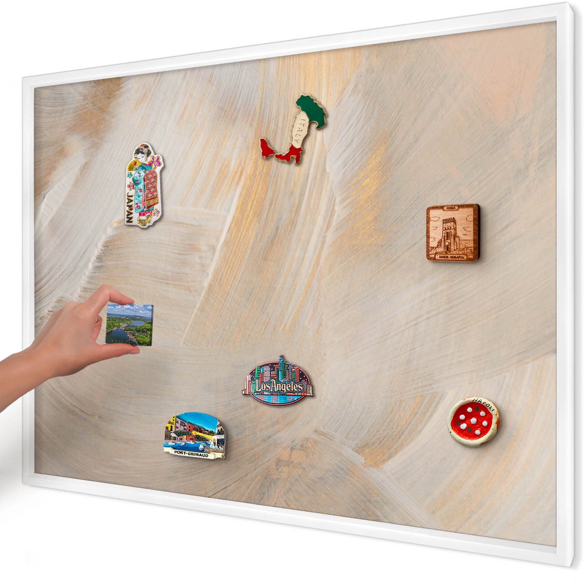 Artprintcave Romig Magneetbord mit Witte Lijst - 100x70 cm - Elegante Abstractie Magnetisch Bord - Abstract Notitiebord - Abstractie