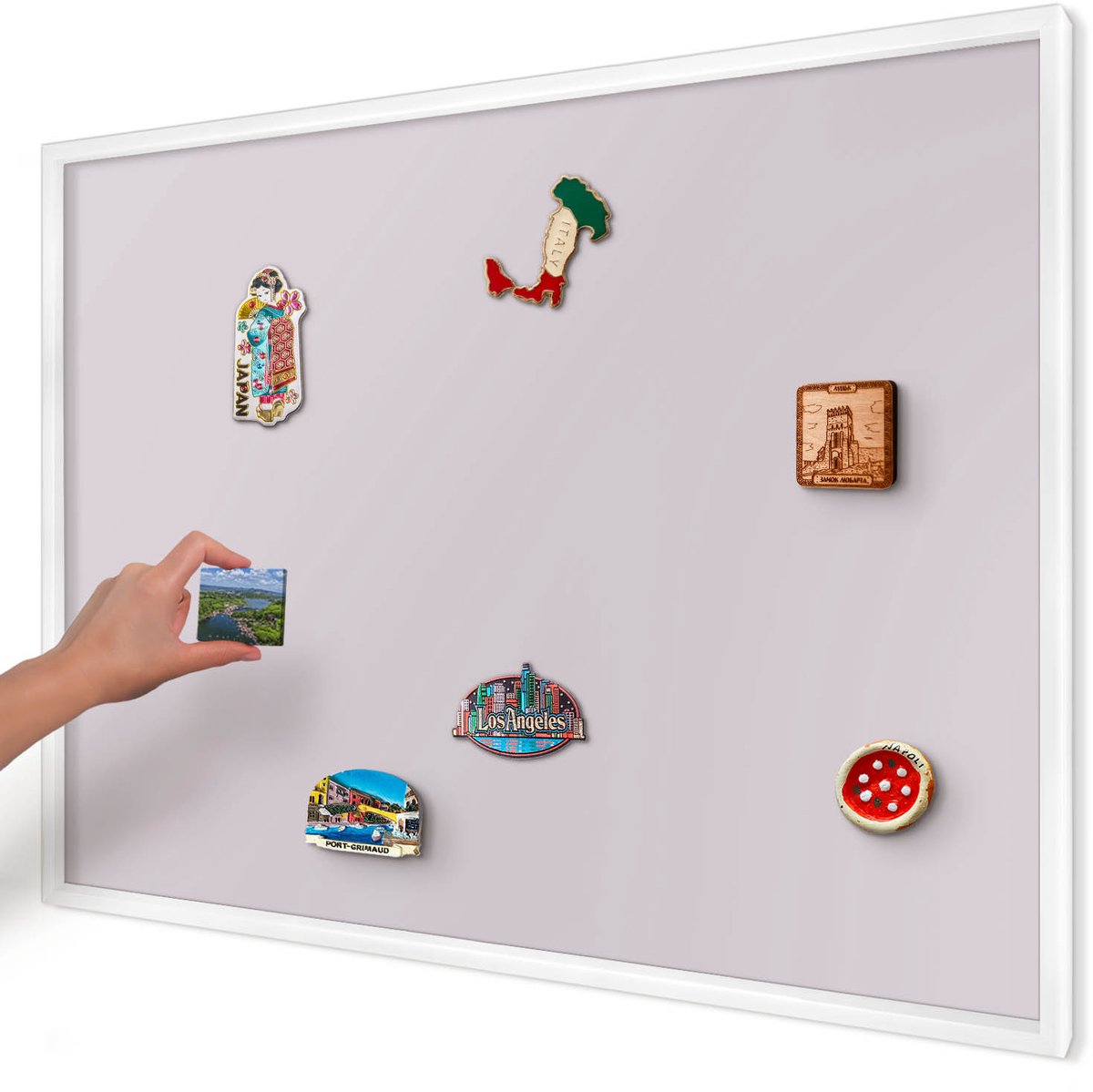 Artprintcave Paars Magneetbord mit Witte Lijst - 100x70 cm - Licht Lila Magnetisch Bord Voor Magneten - Minimalist Magneetbord Voor Keuken - Achtergronden En Patronen
