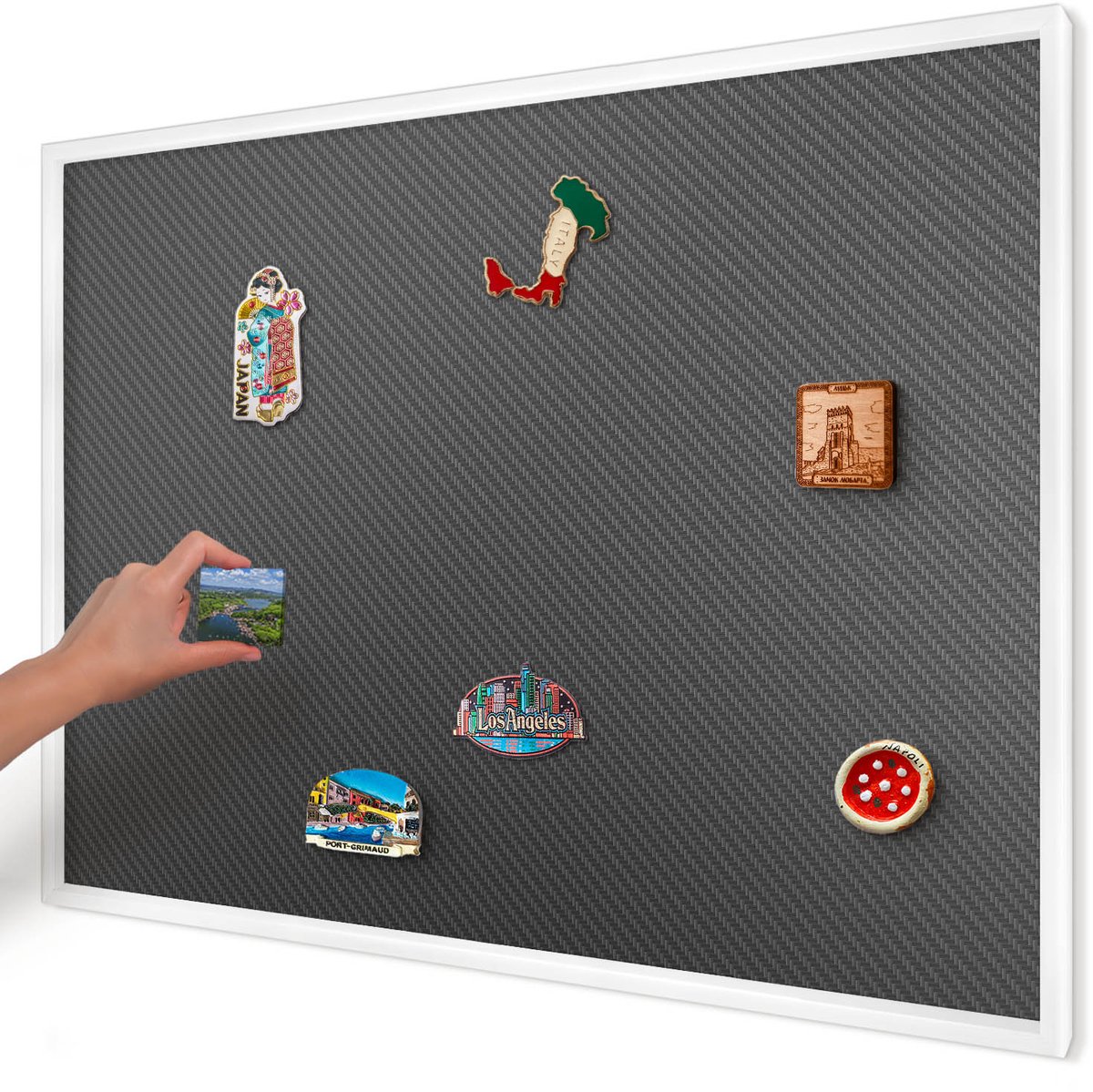 Artprintcave Zwart Magneetbord mit Witte Lijst - 100x70 cm - Geometrische Textuur Magnetische Organizer - Minimalist Magneetbord Voor Keuken - Texturen