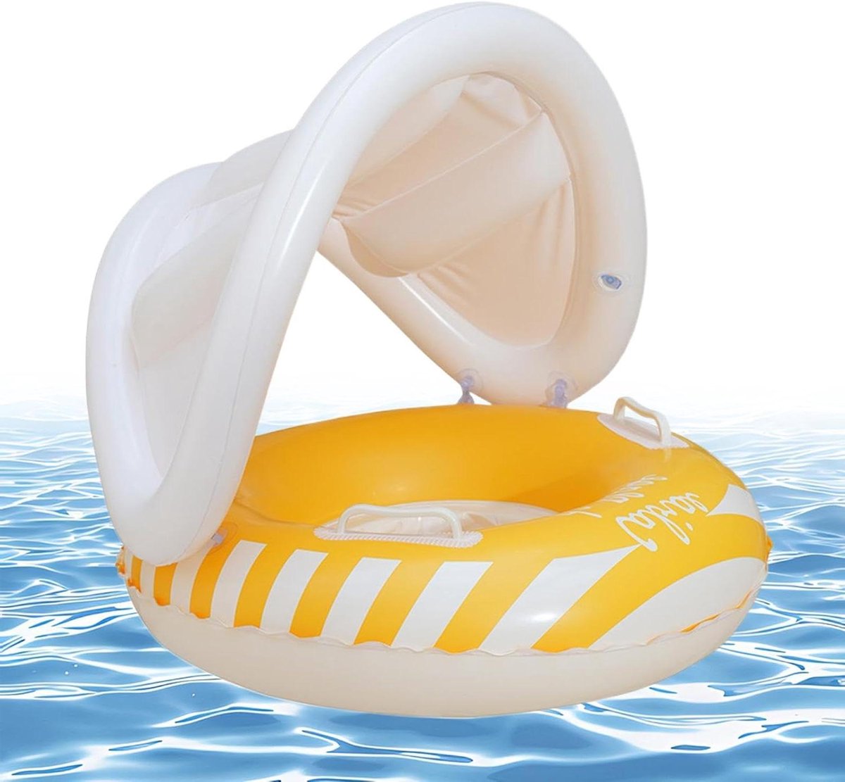 Kinder Zwemband - Zwemzitje Drijver - Zomer Waterpret - Afneembare Zonnekap - 55x52 cm - Geel
