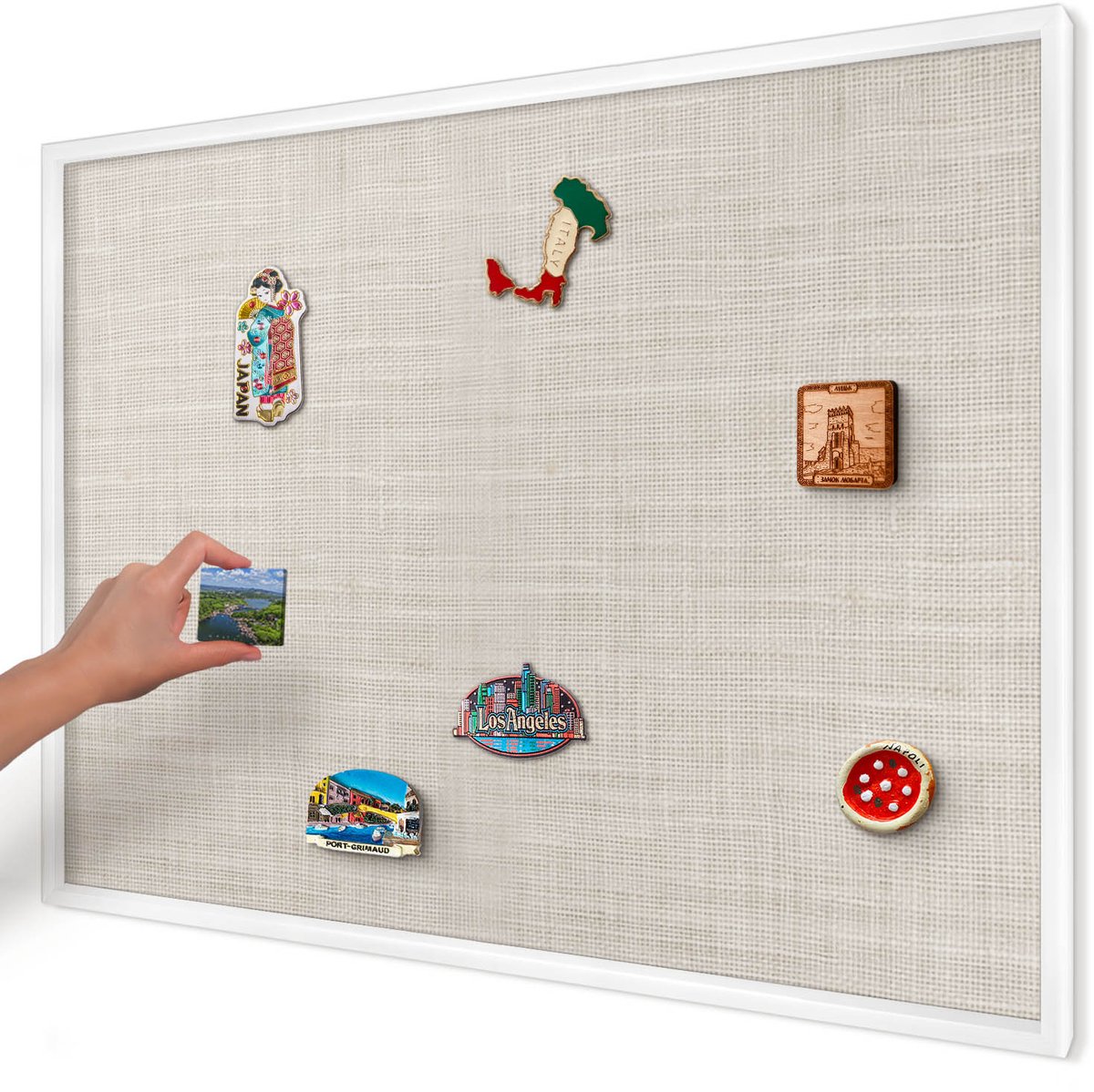 Artprintcave Beige Magneetbord mit Witte Lijst - 100x70 cm - Subtiele Elegantie Bord Voor Magneten - Scandinavisch Memobord Keuken - Texturen