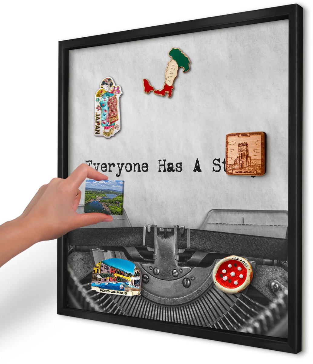 Artprintcave Zwart Magneetbord mit Zwart Frame - 50x50 cm - Vintage Machine Magnetische Organizer - Vintage Magnetisch Bord Voor Magneten - Deel