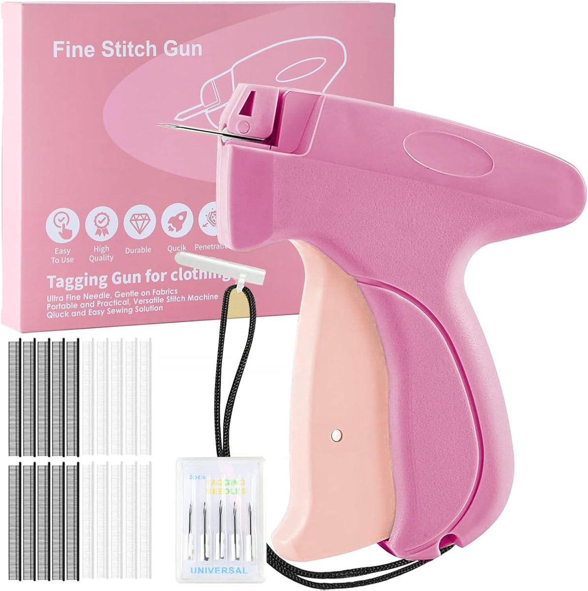 SINZONeu® Handmatig mini-naaipistool, micro-naaimachine, draagbaar, met 5 naalden en 1000 nietjes, snelle bevestiging - ShopVlot