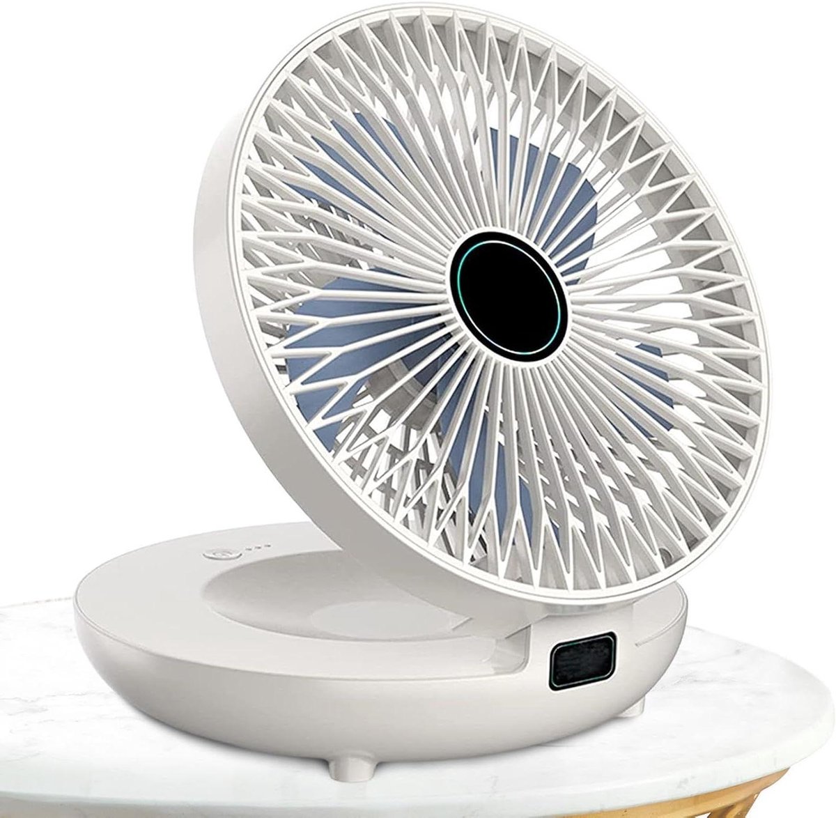 Wandventilator - Mini ventilator - Luchtcirculatie - Opvouwbaar en draagbaar - 9.4 x 20.5 x 9.4 cm - Wit