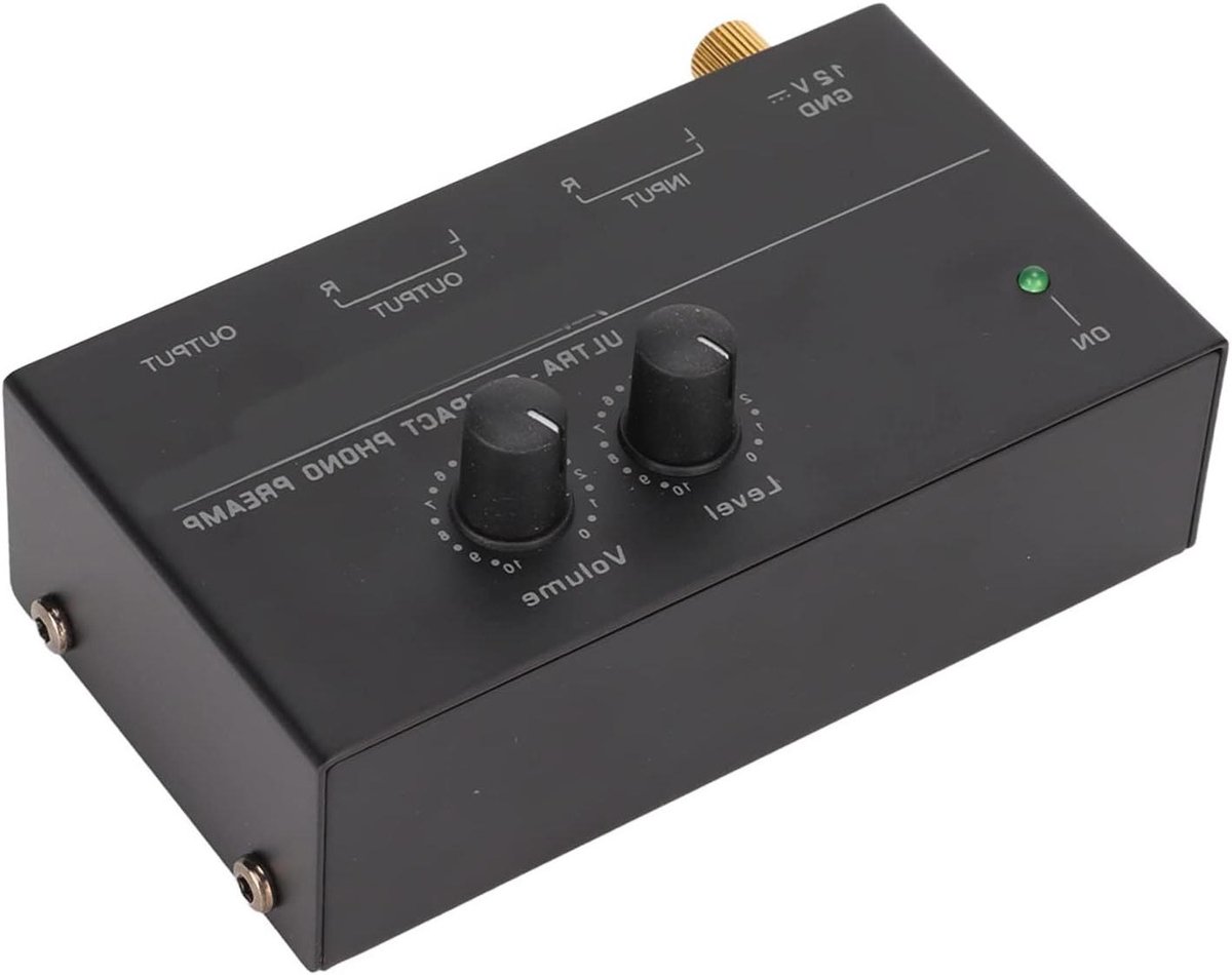 Phono Voorversterker - Platenspeler Versterker - Muziek Luisteren - Geluidsarme Werking - 14 x 10 x 8 cm - Zwart