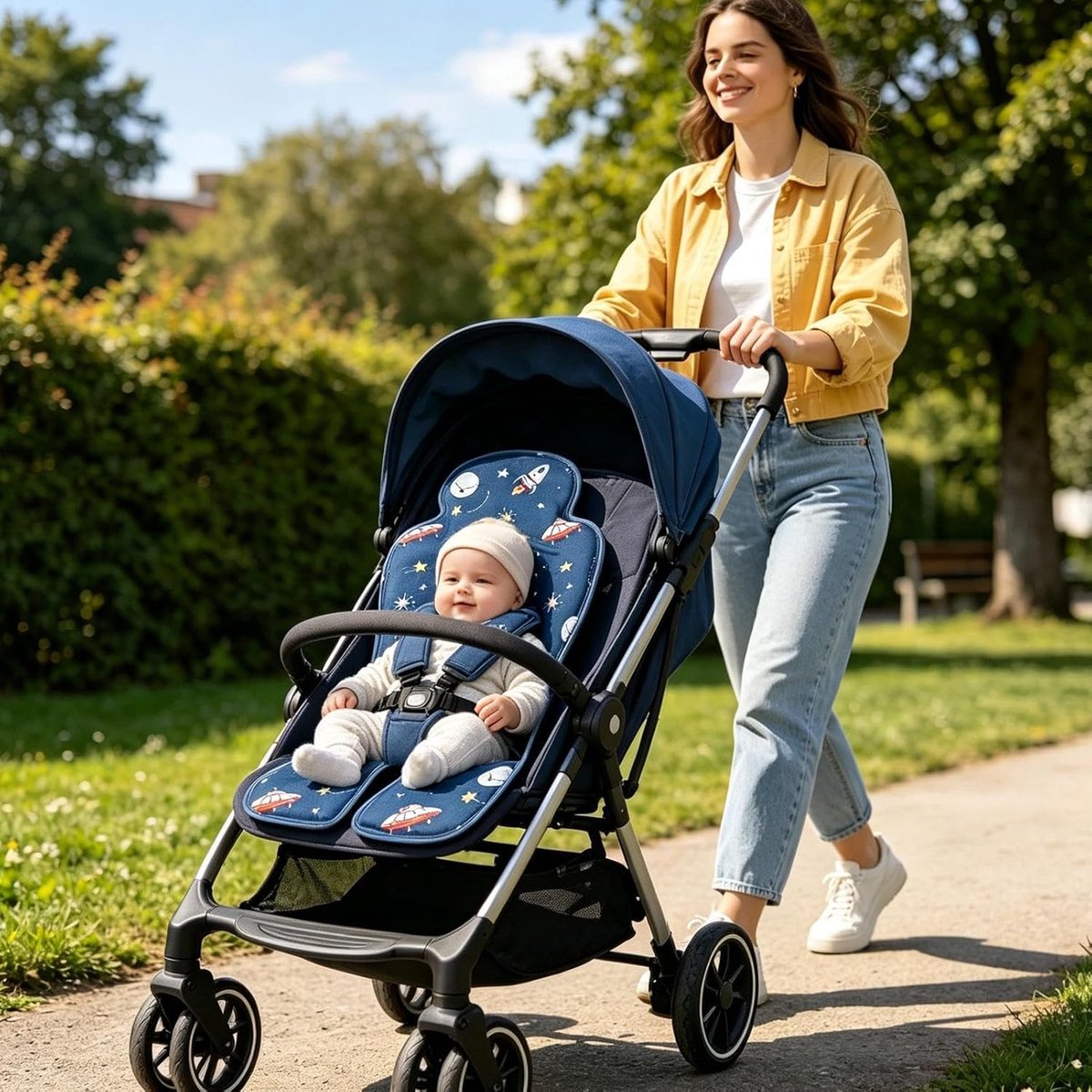 Kinderwagen Koelmat - Zomerkussen Kinderstoel - Kind Koel Houden - Natuurlijke Koeling Zonder Stroom - 68 x 33 cm - Blauw — cadeau in Cadeau-ideeën - foto 2