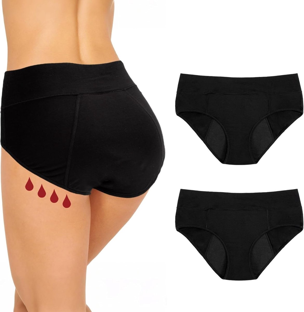 Dames incontinentieondergoed voor dag en nacht, 2-pack, geschikt voor lichte incontinentie, comfortabel en ademend (Zwart, S)