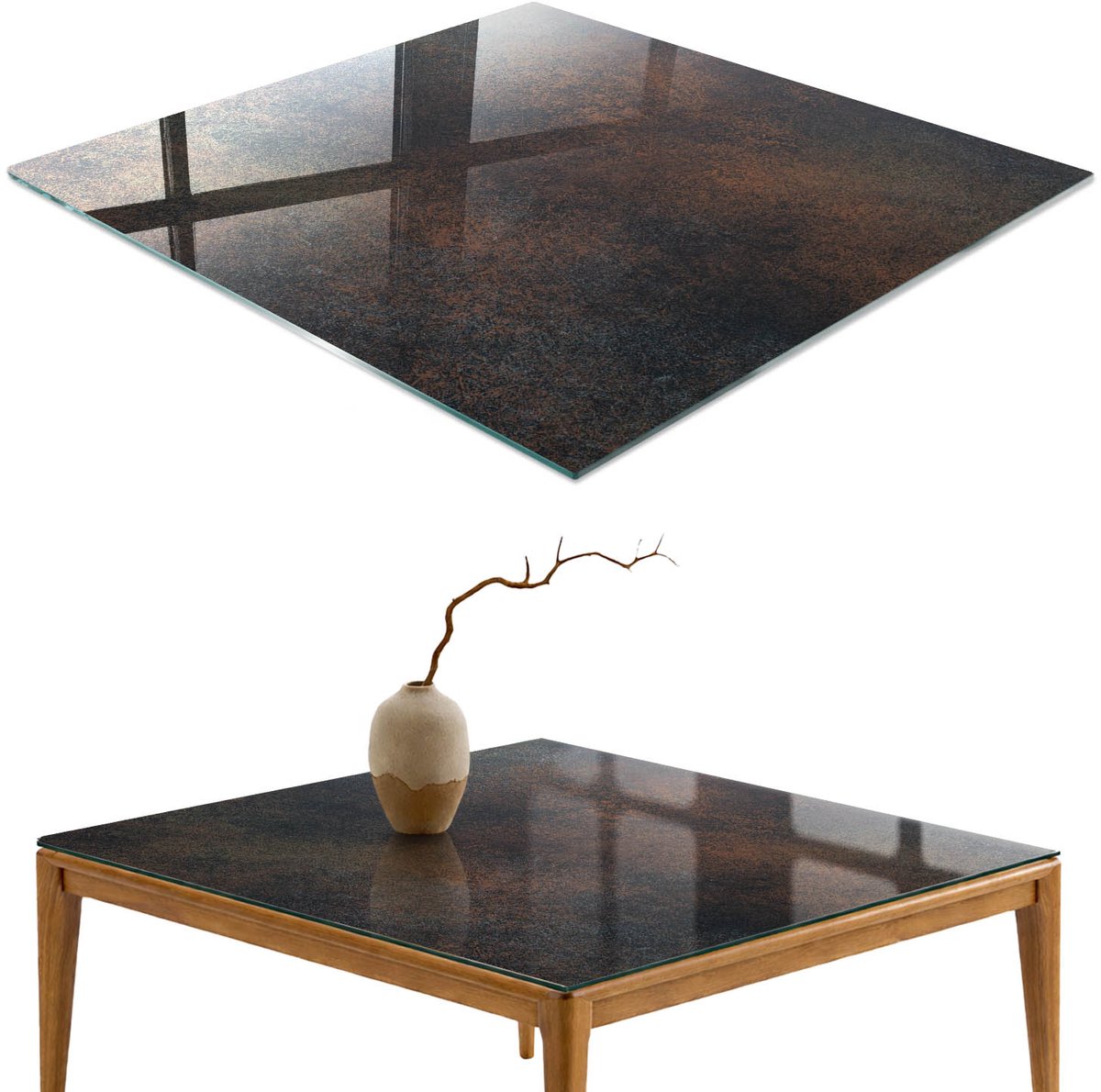 ArtPrintCave Donkere textuur Glazen Tafelblad 60x60 cm - Tafelblad Rechthoek - Zwart Keukentafel - Texturen Tafelblad Glas
