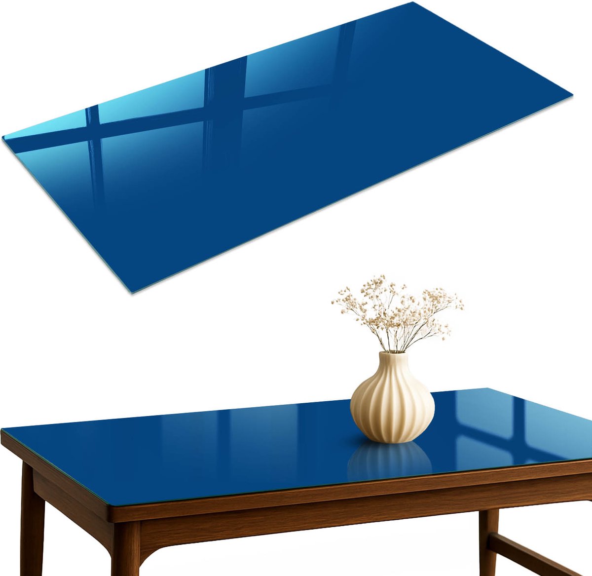 ArtPrintCave Donkerblauw Glazen Tafelblad 120x60 cm - Tafelblad Rechthoek - Marine Glazen Eettafel - Achtergronden en patronen Bureaublad