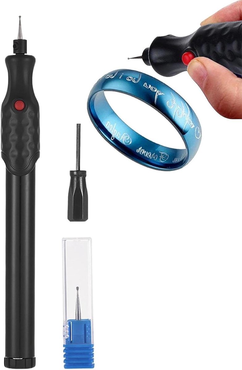 Elektrische Graveerset - Graveerpen Slijpmachine - Decoreren van Objecten - Draadloos en Draagbaar - 21000 RPM - Zwart