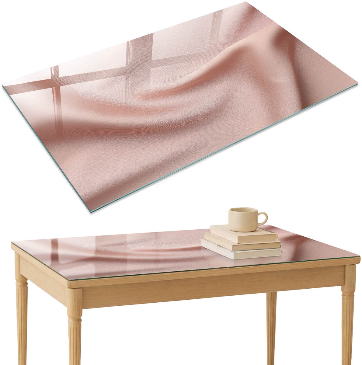 ArtPrintCave Subtiele stof Glazen Tafelblad 120x80 cm - Tafelblad Rechthoek - Roze Terrastafel - Achtergronden en patronen Terrastafel