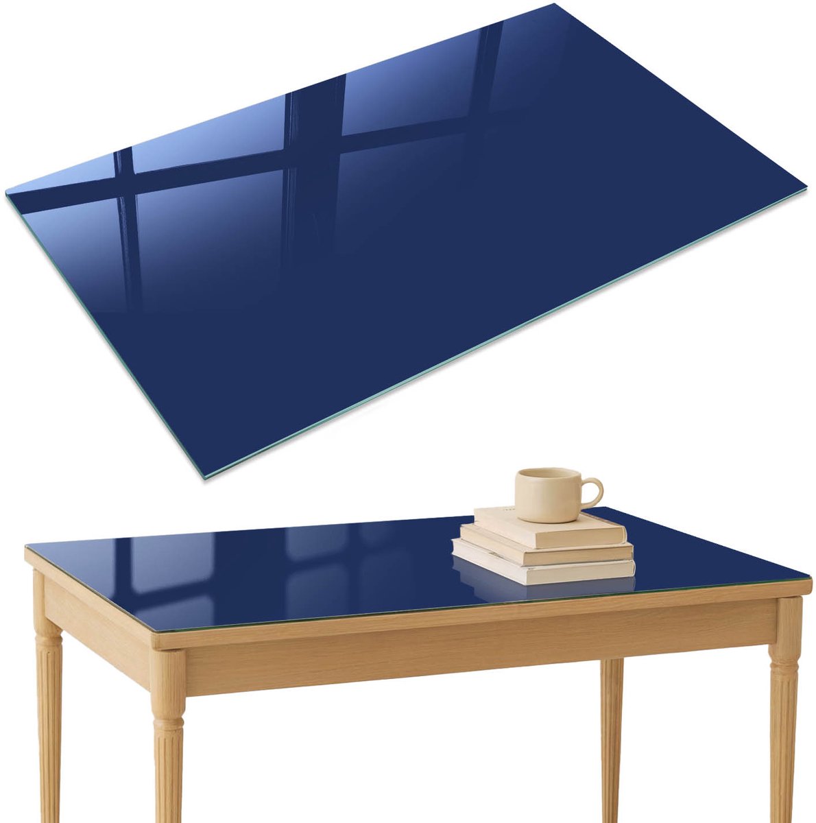 ArtPrintCave Levendig marineblauw Glazen Tafelblad 120x80 cm - Tafelblad Rechthoek - Marine Glasplaat - Achtergronden en patronen Keukentafel