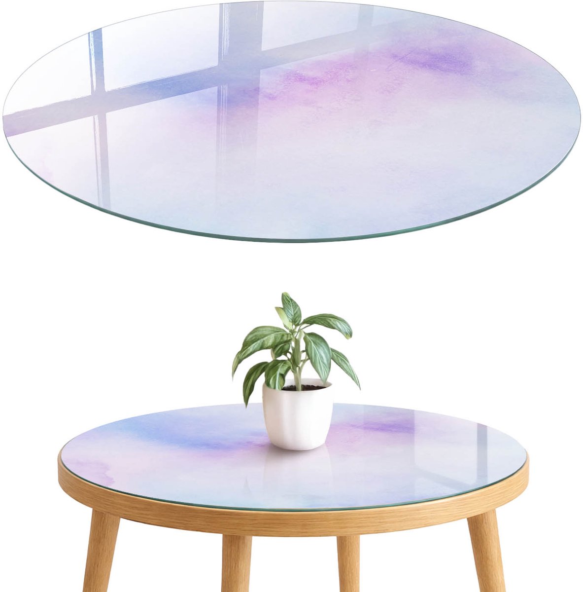 ArtPrintCave Pastel harmonie Glazen Tafelblad fi70 cm - Tafelblad Rond - Paars Tafelblad Glas - Achtergronden en patronen Tafelblad Glas