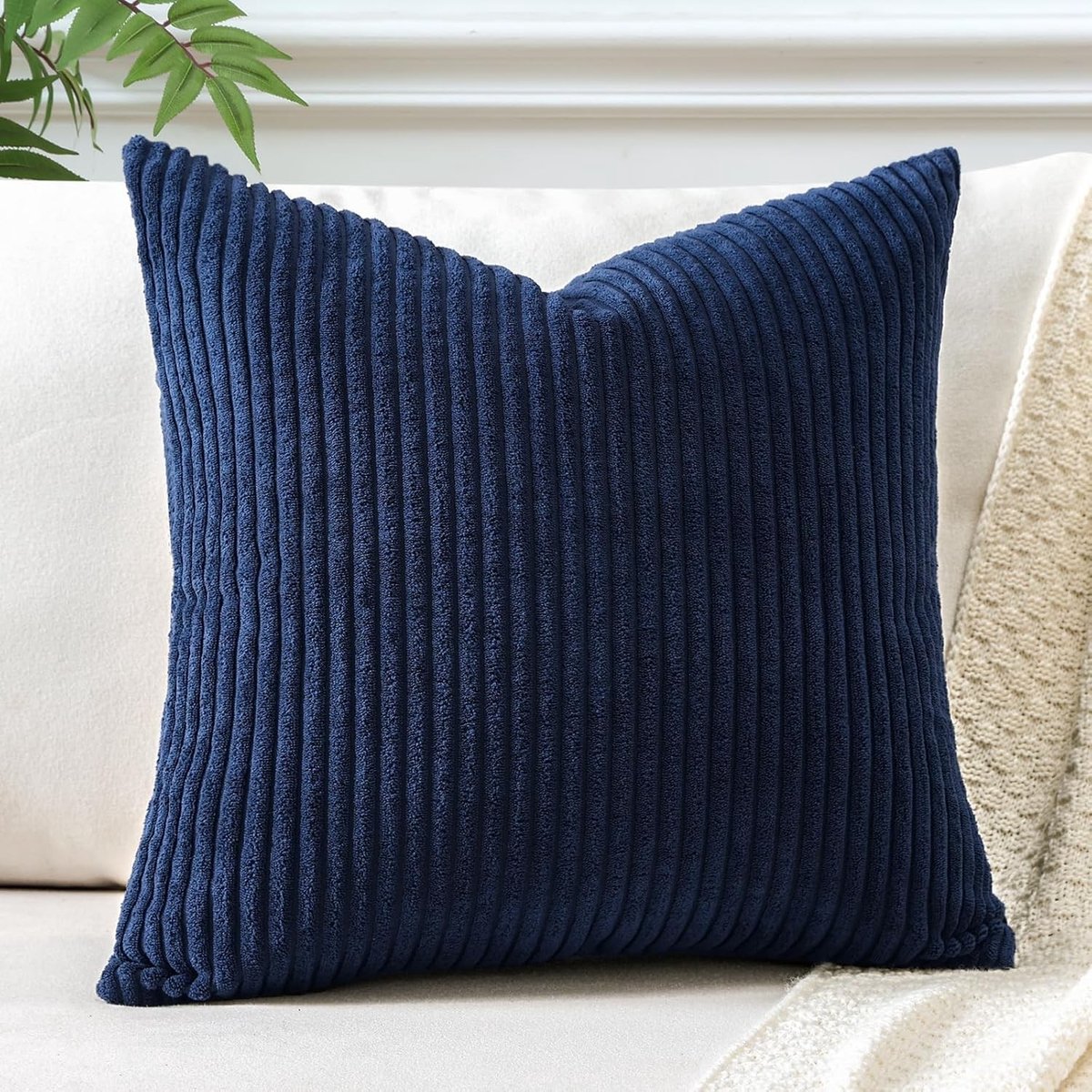 Decoratieve Corduroy Kussenhoes voor de Bank, 55 x 55 cm, Navy Blauw, Perfect voor Woonkamer en Slaapkamer