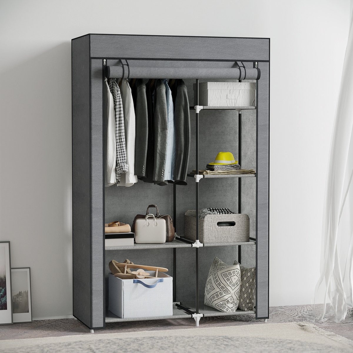 SOGIOL® Opvouwbare kledingkast – Garderobekast - Kleerkast -103 x 43 x 162,5 cm – Donkergrijs