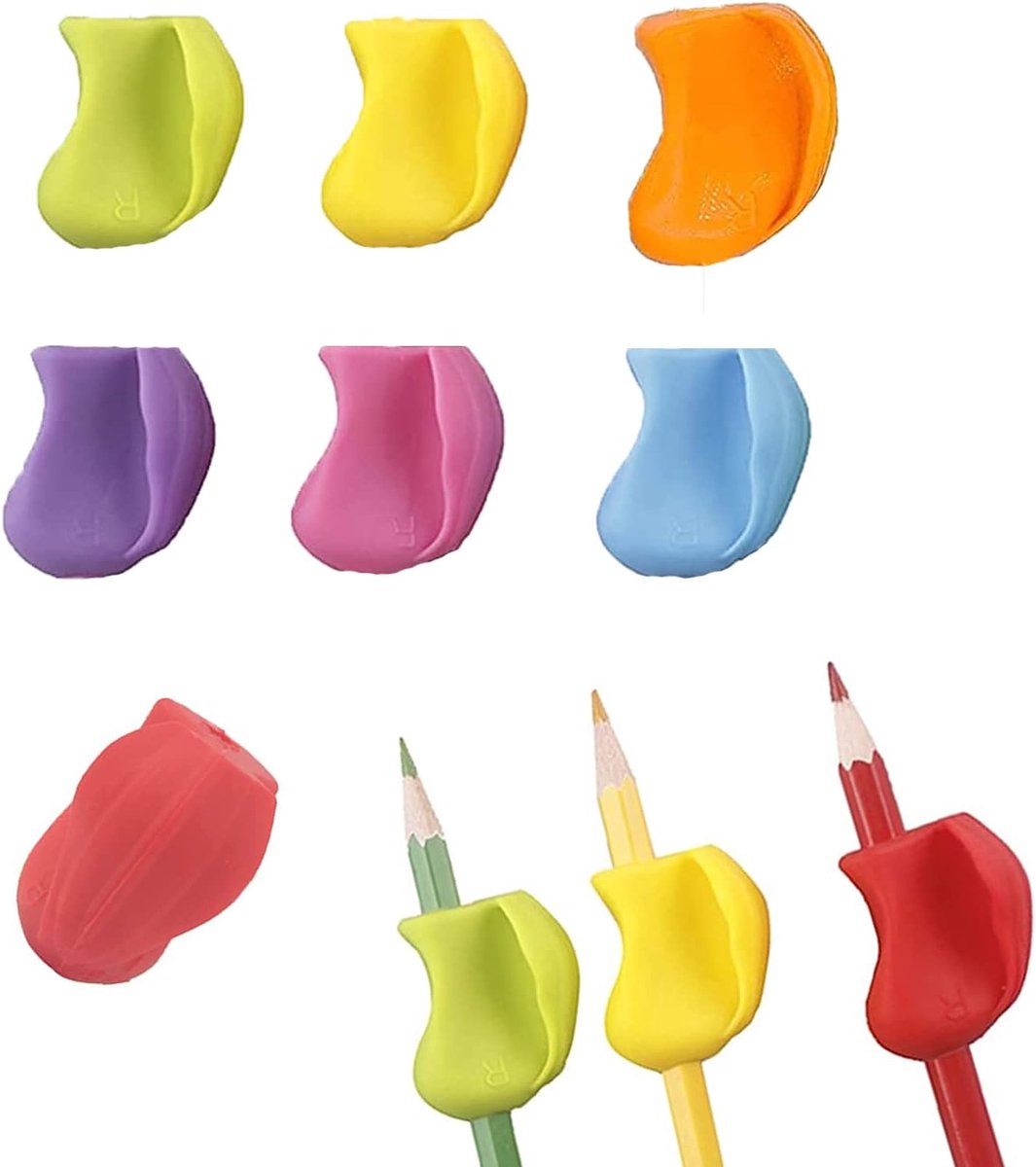 SnelShoppen - 7 Stuks Kleurige Siliconen Potloodgrepen, Ergonomische Schrijfhulpen voor Kinderen en Volwassenen, Correctie van Schrijfhouding, Geschik