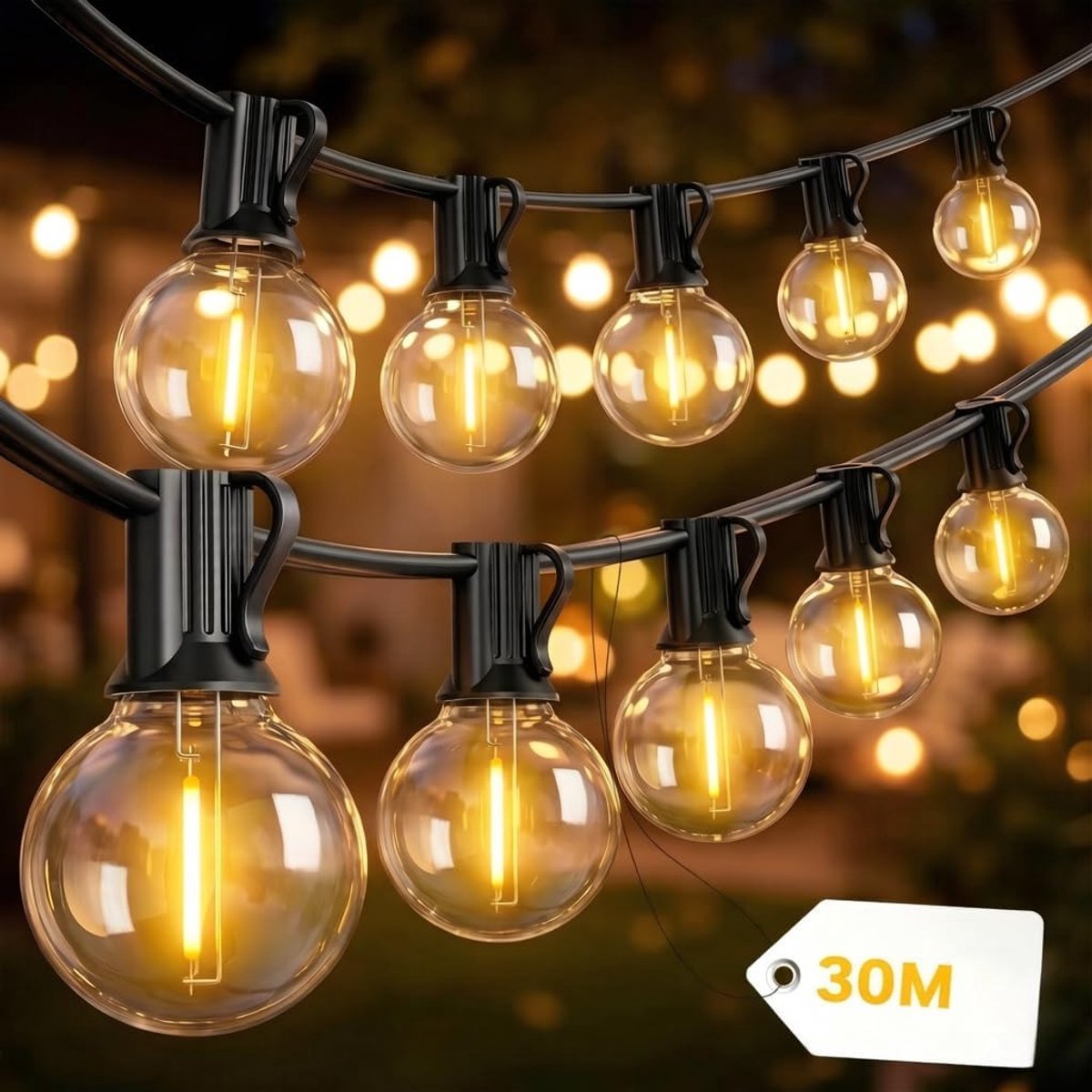 Yuucio Lichtsnoer Buiten 30M G40 IP44,52 Onbreekbare Lampen 2700K - ShopVlot