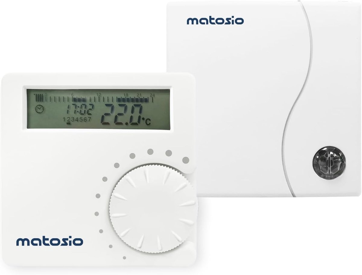 SnelShoppen - TH611 Programmeerbare Draadloze Boiler Thermostaat met Ontvanger, Ruimte Thermostaat, Muurbevestiging, Wit, Energiebesparend, Eenvoudige