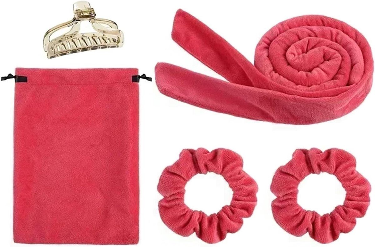 Krulstang Hoofdband - Haarkruller Luie Rol - Haar Krullen - Geen Hitte Nodig - 150 cm lengte - Rood