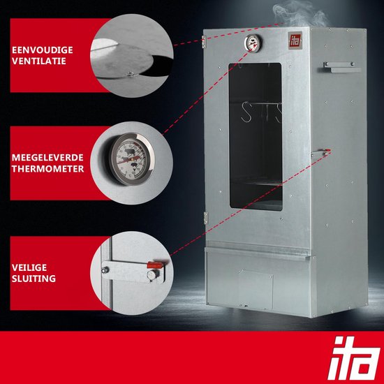 Premium Rookoven 3 Laags - RVS/Gelegeerd Staal Smoker met Kijkvenster en Thermometer - Geschikt voor Koud & Warm Roken - EU Geproduceerd, Direct van Fabrikant van premium — afbeelding 4