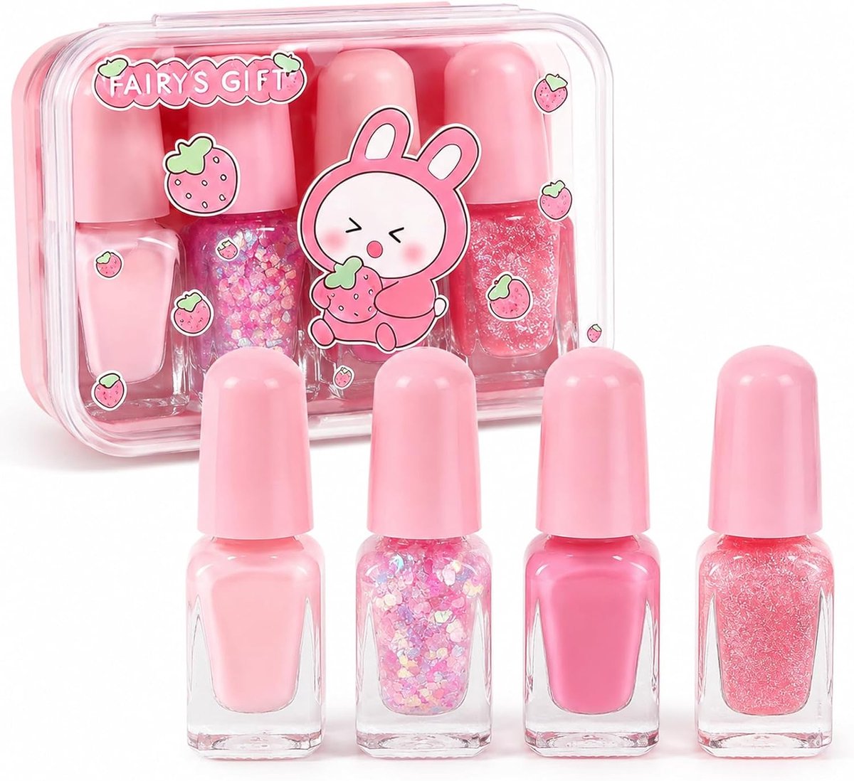 Kindernagellak Set Van 4 - Glitternagellak - Sneldrogend - Peel Off, Niet-Giftig voor Meisjes - SnelShoppen