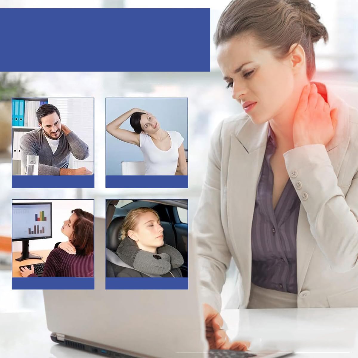 Elektrische Nekmassage Apparaat - 4 Diep Kneed Knoppen 42°C Warmtetherapie - 6 Massagestanden 9 Niveaus Automatische Timer Draagbaar - Voor Pijnverlichting En Ontspanning - Wit thumbnail 6