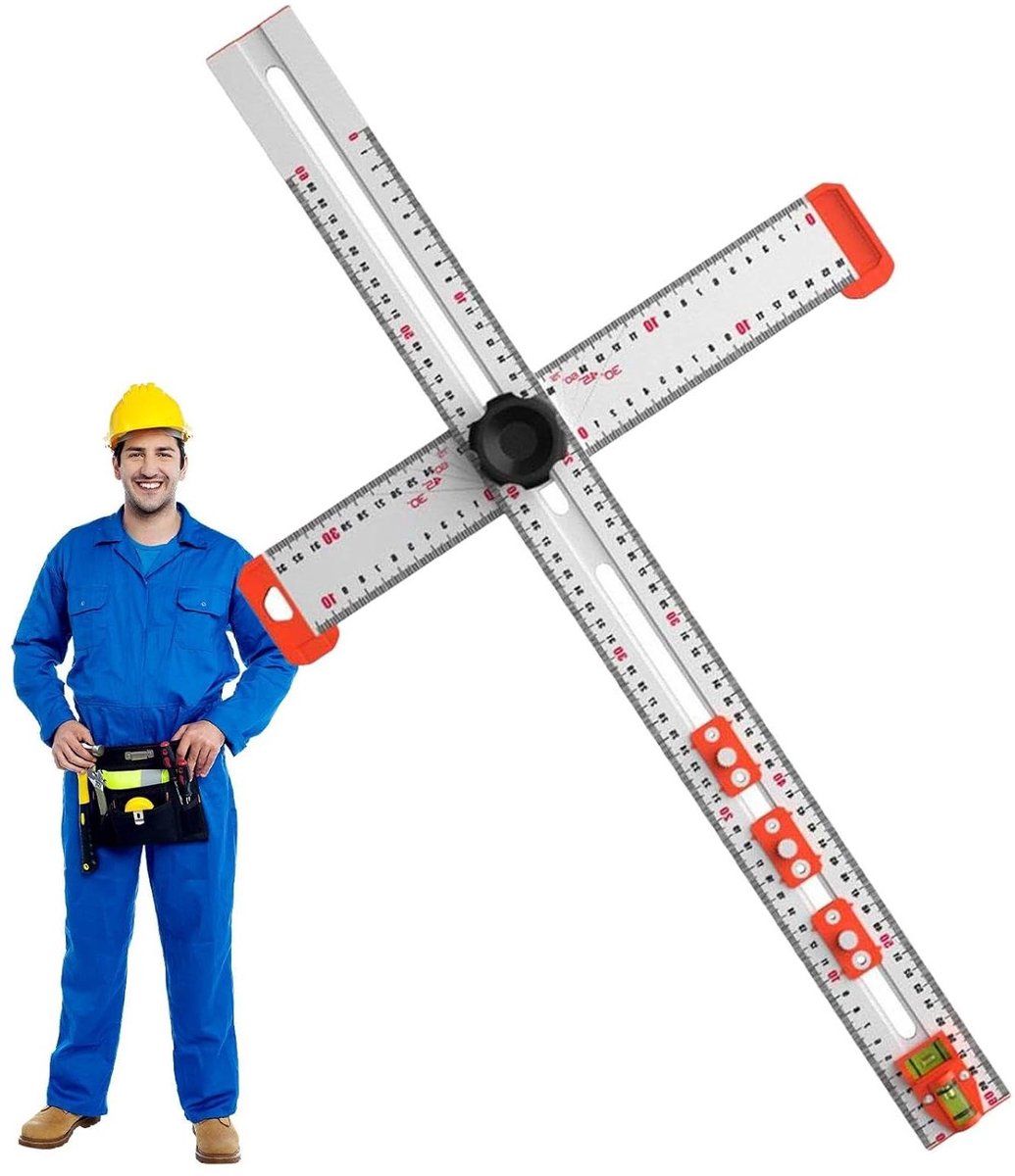 T-vierkante liniaal - Meetliniaal Houtbewerking - Nauwkeurig Tekenen - Verstelbare Schuifkop - 60 cm - Aluminium