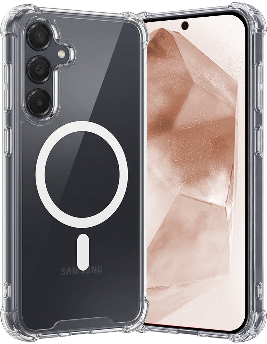 Hoes - Geschikt voor Samsung Galaxy A55 - Magsafe Compatible - Sterk & Shockproof - Back Cover - Shock Proof Case - Telefoon Hoesje Shockproof - Transparant