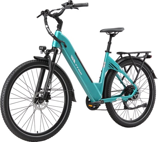 TTGO C5 Elektrische Fiets - 250W Motor - 48V 13.5Ah Accu - 90-110 km Bereik - 27.5"×2.4" Banden - Drievoudige Vering - Shimano 7s - Hydraulische Schijfremmen - Groen van TTGO — afbeelding 2