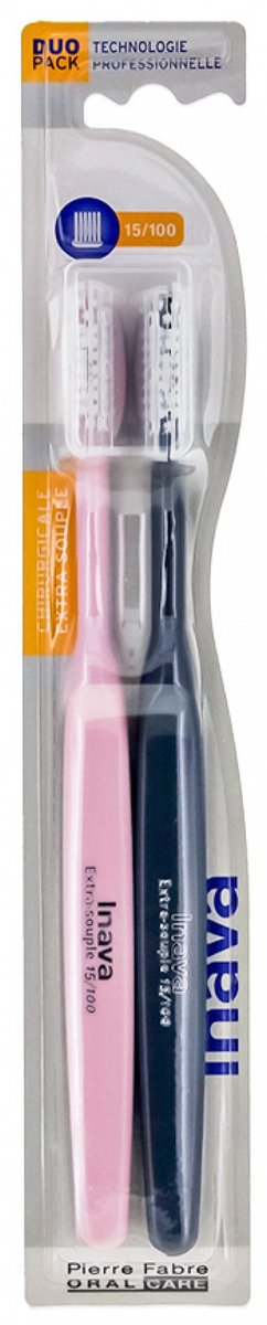 Inava Chirurgische Tandenborstel 15/100 Duo Pack (Kleur : Roze en zwart)