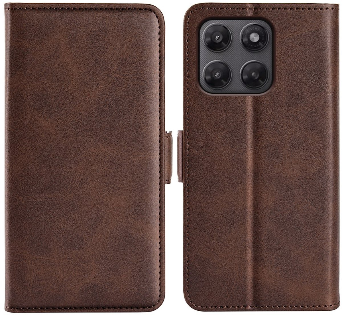MobyDefend Hoesje - Geschikt voor Motorola Moto G37 Power - Luxe Wallet Book Case (Sluiting Zijkant) - Bruin