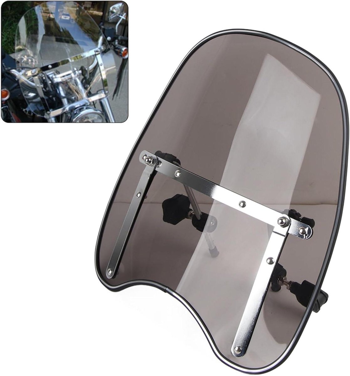 Motorfiets Voorruit - Windscherm Motor - Bescherming Tegen Wind - Universele Pasvorm - 22-25 mm Stuur - Gerookt