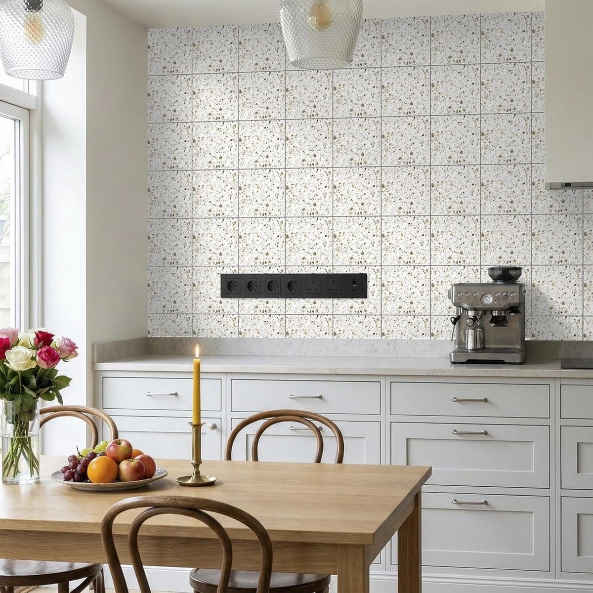 Zelfklevende Wandtegels - Tegelstickers Keuken Badkamer - Muren Verfraaien - Hittebestendig Waterdicht - 20x20 cm 10 Stuks - Mosterdgeel Terrazzo