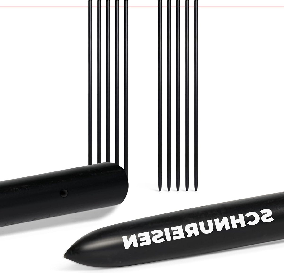 Lijnspijkers - Lijnpalen touwhaken - Tuinieren en bouw - Stabiele ijzeren constructie - 16 mm diameter - Zwart