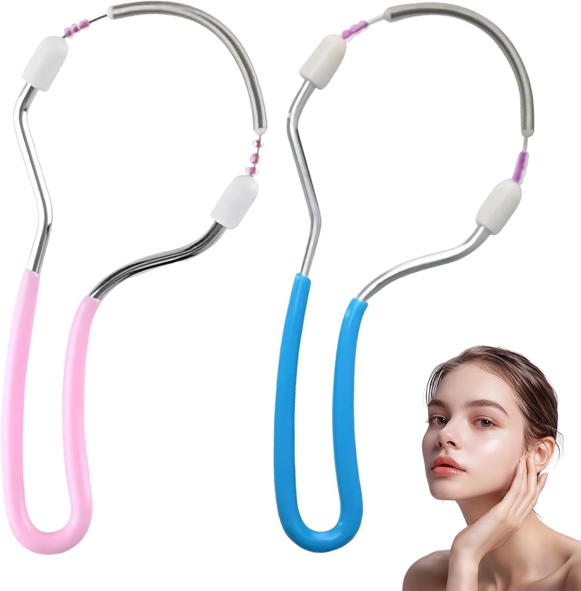 2 stuks gezichtsepilator, ontharing gezicht dames, lentegezichtsepilator, handmatige draagbare epilator, roestvrij staal, gezichtshaarverwijderaar voor gezichtsontharing, voorhoofd, wang en bovenlip