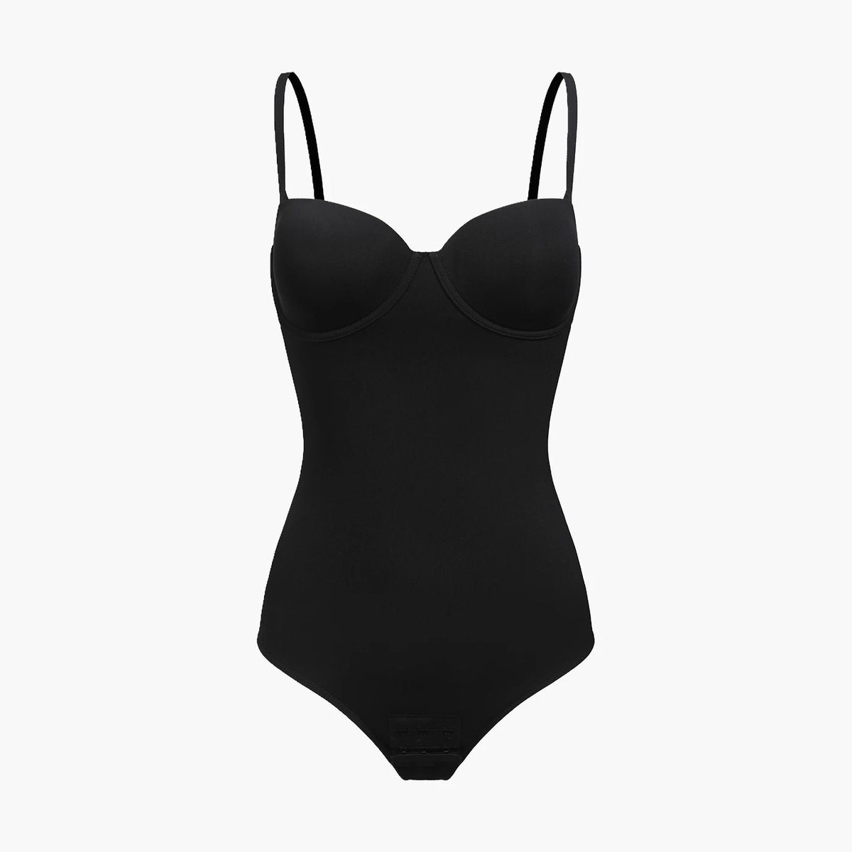 cfab - Push-up bodysuit met string - Zwart - Maat L - Corrigerende Body - Naadlos - corrigerend ondergoed dames