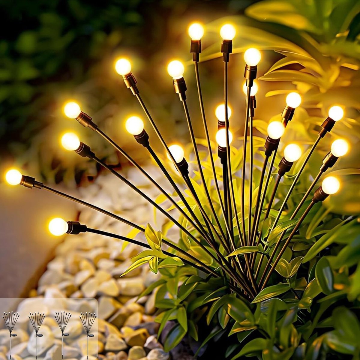 Omgoods - Solar Fireflies Tuindecoratie - 4 Stuks LED Solar Lichten