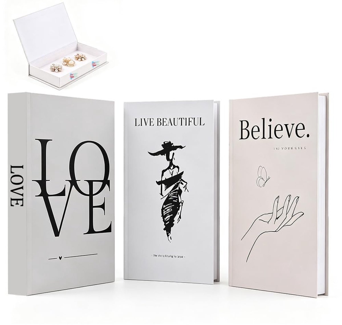 Omgoods - Set van 3 Decoratieve Boeken met Verborgen Opslag