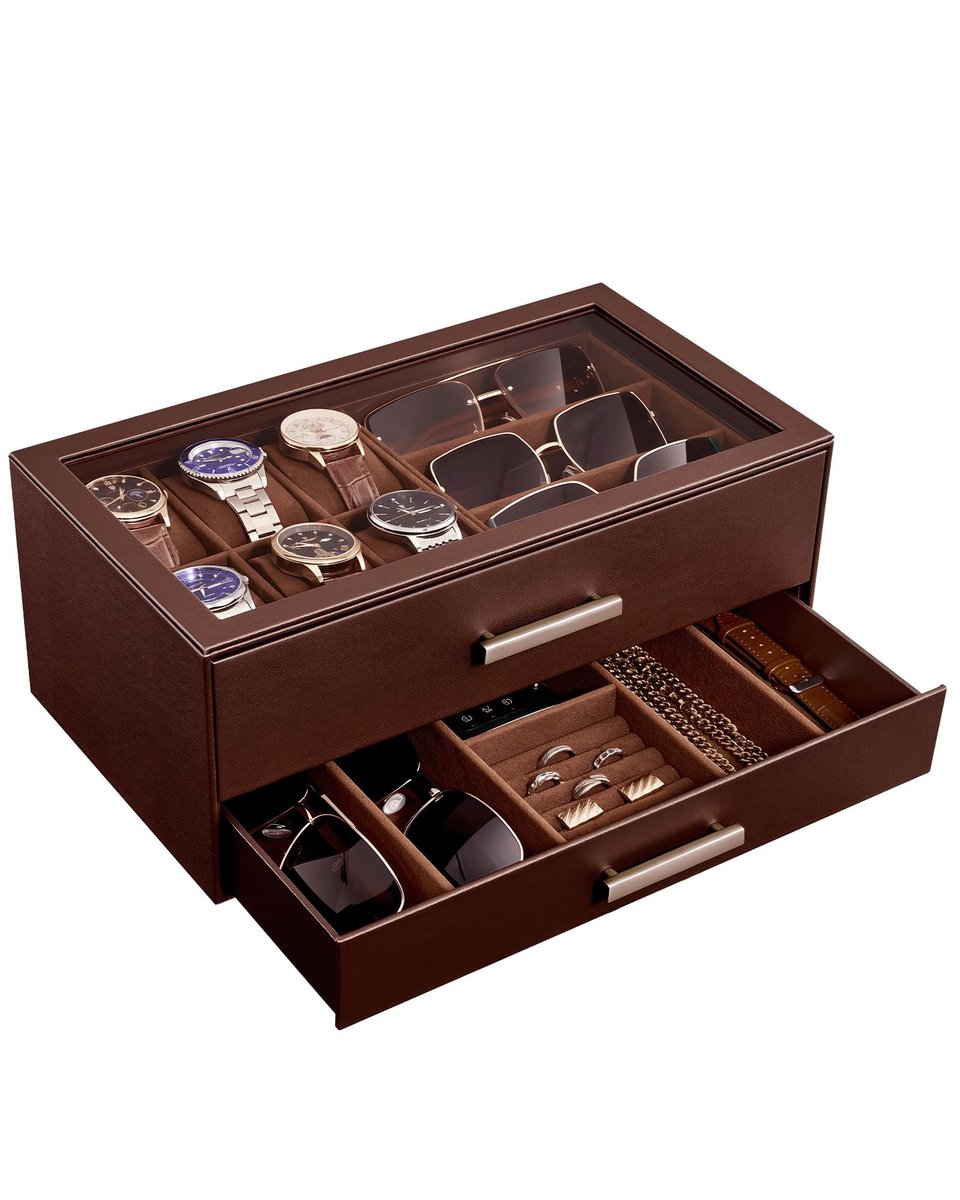 Omgoods - Luxe Horloge Display Case voor Mannen met Duidelijke Deksel