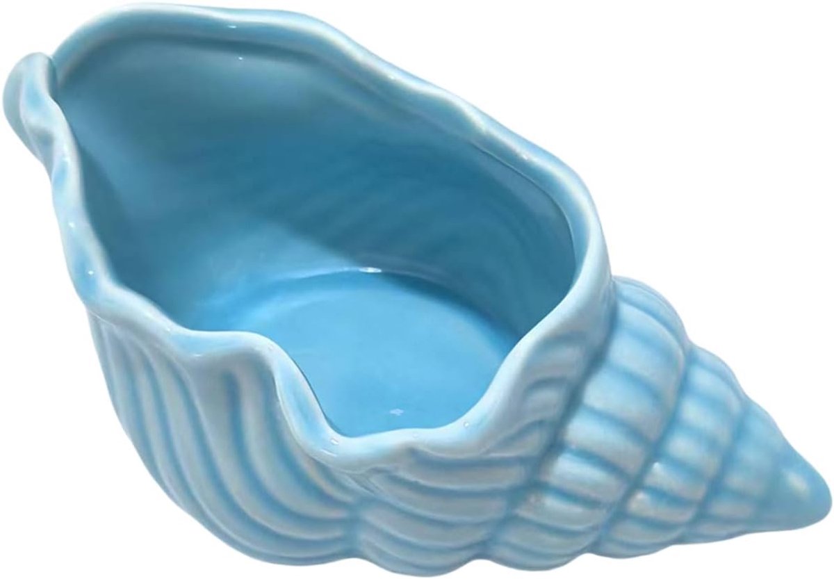 Shell Sieradenschaal, keramische sleutelschaal, 14 x 7,5 x 5,5 cm, sieradenbord, sieradendienblad voor bruiloftsdecoratie, woondecoraties en sieradenopslag (blauw)
