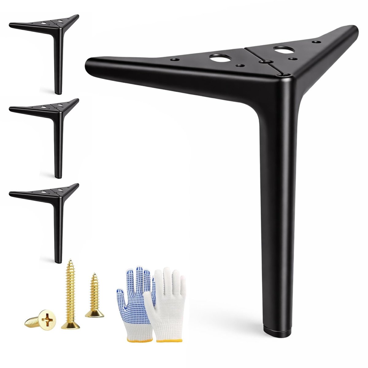Omgoods - Robuuste Zwarte Meubelpoten - 18 cm Hoog, Tot 700 kg Belastbaar