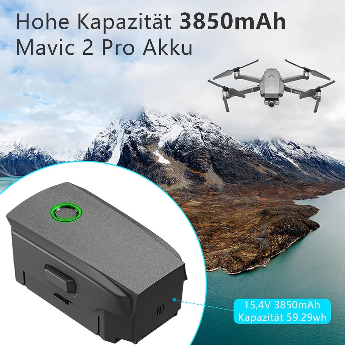 2 Pro accu 2 stuks, 3850 mAh 15,4 V intelligente vluchtaccu voor DJI Mavic 2 Pro, 31 minuten Max vliegtijd accu voor DJI Mavic 2 Zoom drone (niet voor Mavic Pro) (alleen voor DJI-originele – foto 4