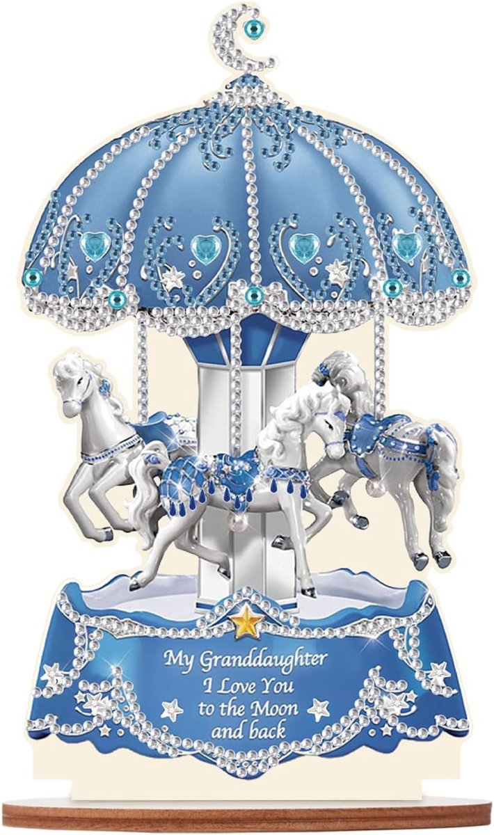 DIY Diamant Schilderij Blauw Ornament Carrousel 12 x 21 cm 5D Diamant Schilderij Tafeldecoratie Diamant Schilderij Tafeldecoratie Ornamenten Geschenken Borduurwerk voor Beginners Home Gift