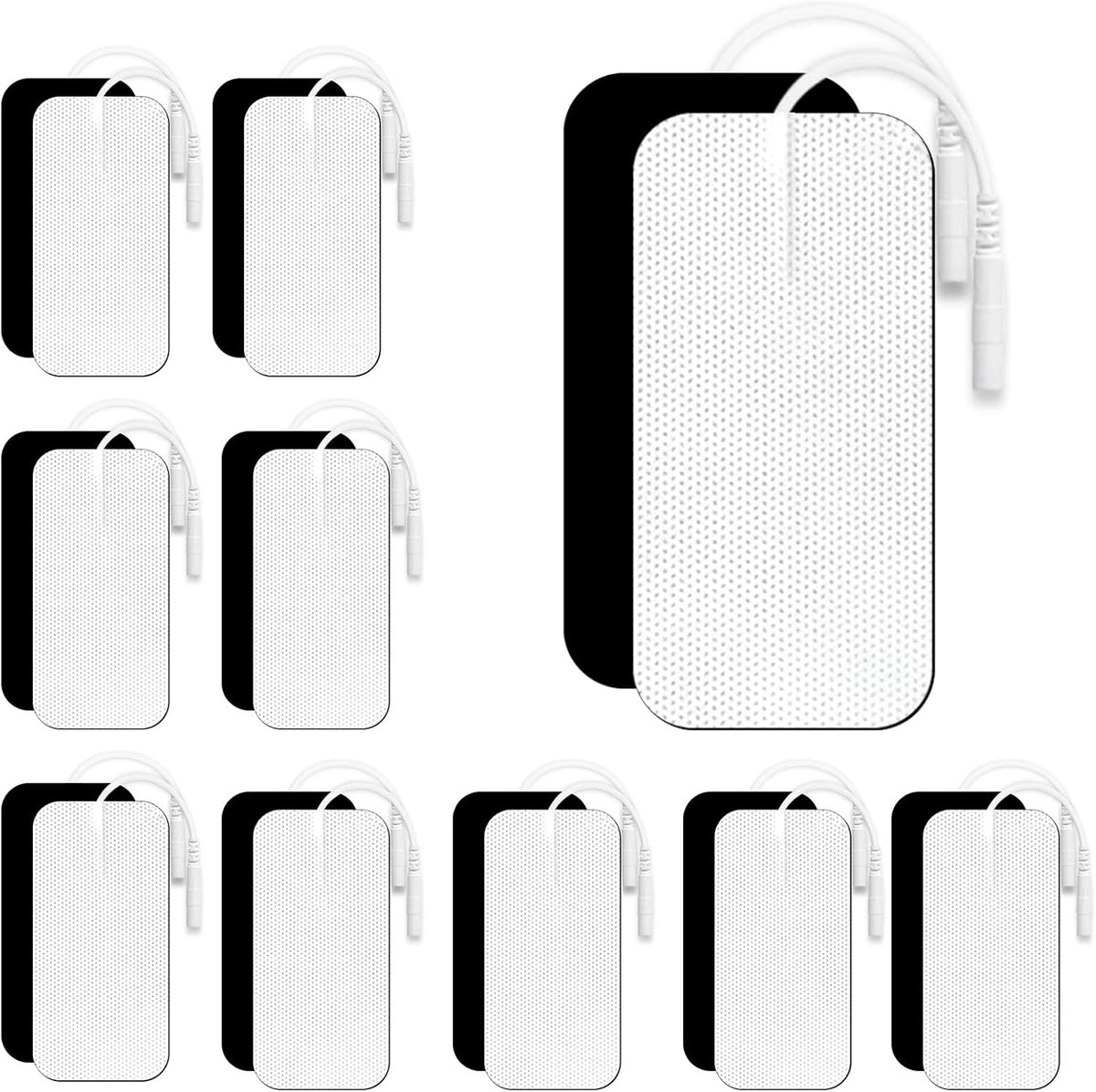 20 stuks 50 x 100 mm universele herbruikbare kleefelektroden voor TENS-apparaat en EMS-trainer, kleefelektroden met 2 mm stekkeraansluiting voor pijnverlichting