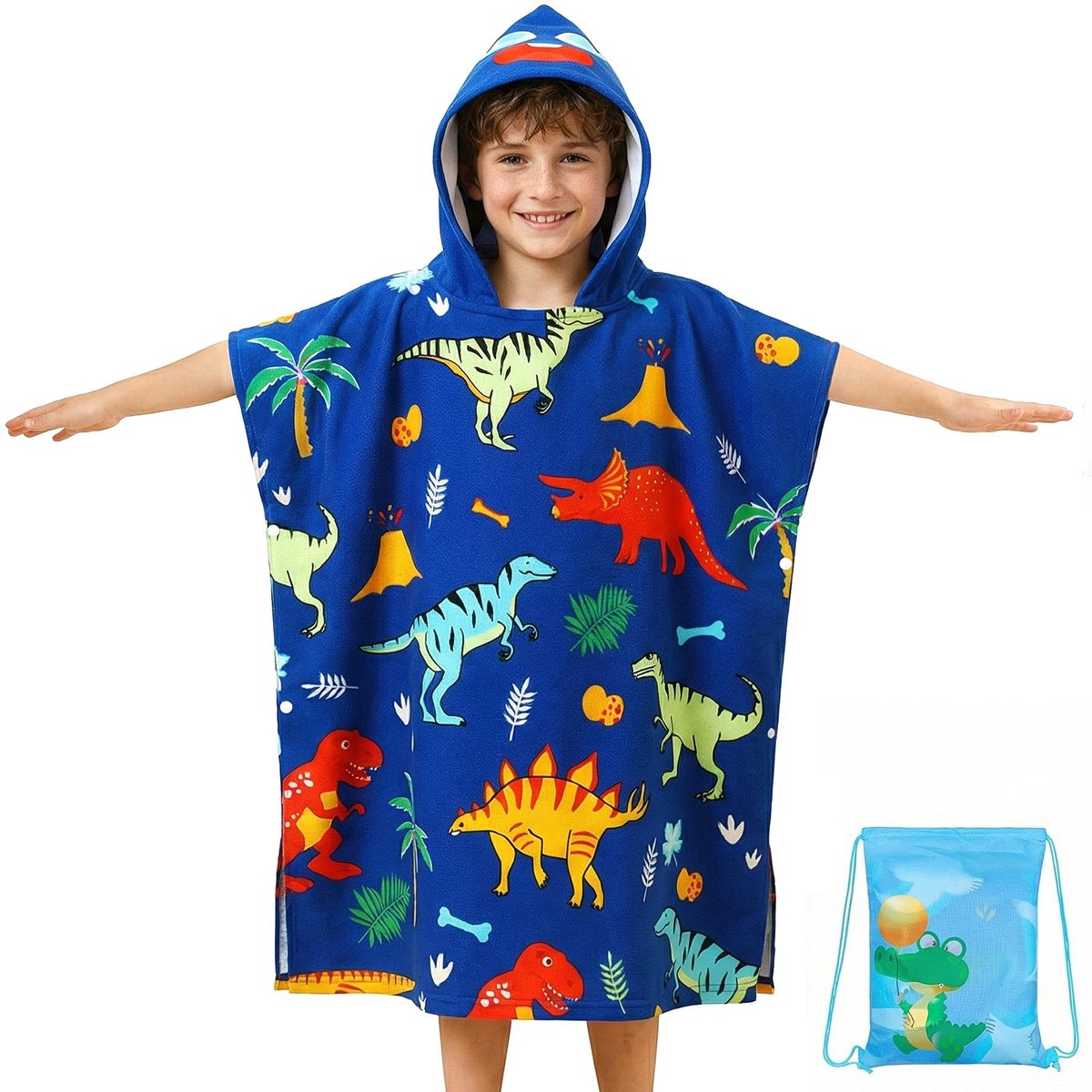 Omgoods - Kinder Bad Poncho van Microfiber met Kap 75x180cm