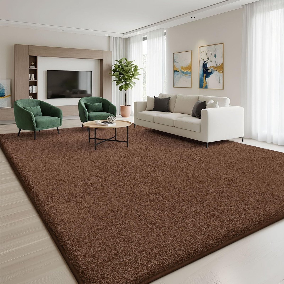 Omgoods - Modern Saloon Vloerkleed - 120 x 160 cm - Zacht en Wasbaar - Bruin